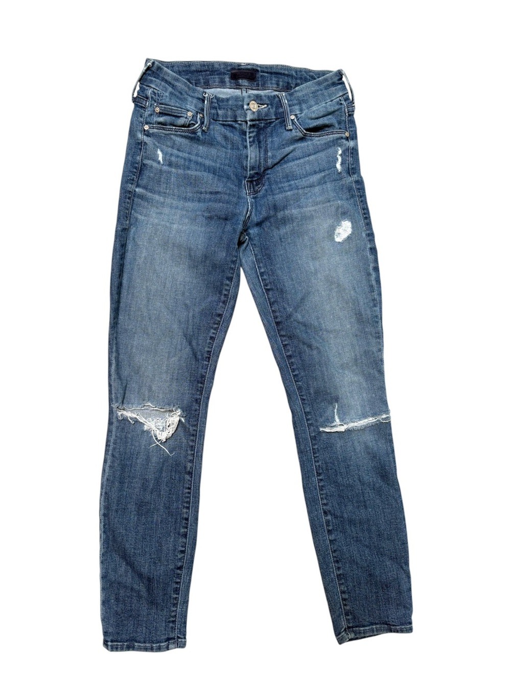 MOTHER The Looker Crop in Gypsy Mid Rise Skinny Jean Denim Distressed Size 25